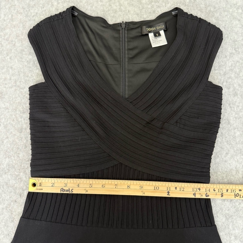 Designer Tadashi Shoji Pintuck Jersey Portrait Cocktail sz Small - Picture 11 of 13